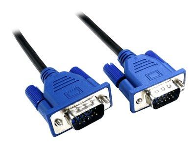 Cables Direct 3m HD15 VGA/SVGA Low Profile LSZH M-M Cable Blk Blue Hoods