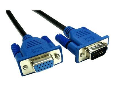 Cables Direct 1m HD15 VGA/SVGA Low Profile LSZH M-F Cable Blk Blue Hoods