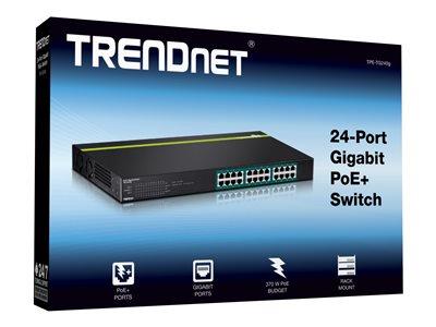 TRENDnet 24-port GREENnet Gigabit PoE+ Switch (370W)