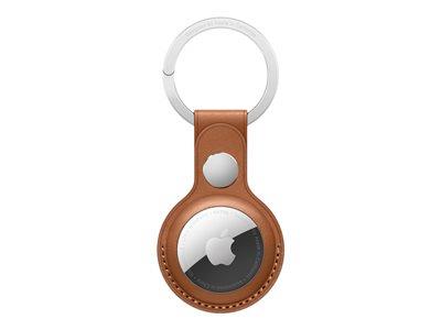 Apple AirTag Leather Key Ring Saddle Brown