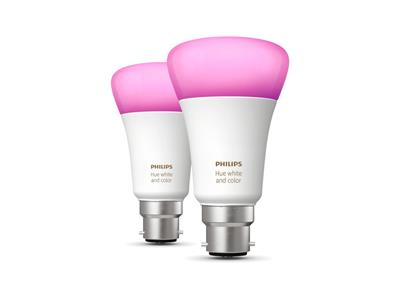 Philips Hue White and Colour Ambiance Bulbs 2-Pack B22 9W