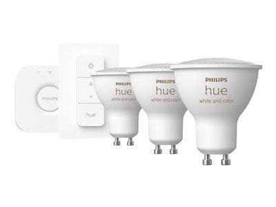 Philips Hue White and Colour 4.3W GU10 3-Pack Starter Kit