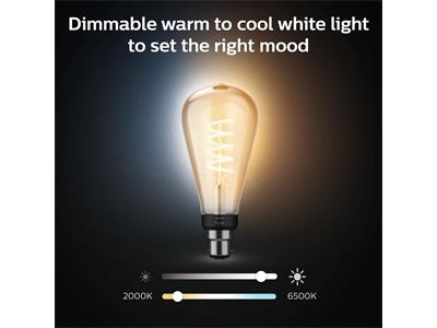 Philips Hue White 7W Filament ST72 B22 Bulb