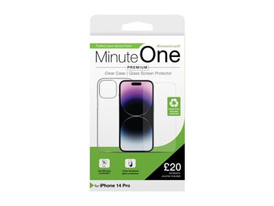 Minute One Premium Clear Case and Screen Protector for iPhone 14 Pro