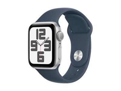 Apple Watch SE GPS 40mm Silver Aluminium Case with Storm Blue Sport Band - S/M