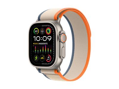 Apple Watch Ultra 2 GPS + Cellular, 49mm Titanium Case with Orange/Beige Trail Loop - S/M