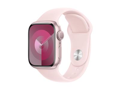 Apple Watch Series 9 GPS 41mm Pink Aluminium Case with Light Pink Sport Band - S/M