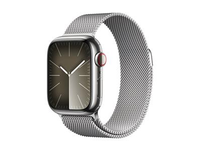 Apple Watch Series 9 GPS + Cellular 41mm Silver Stainless Steel Case with Silver Milanese Loop