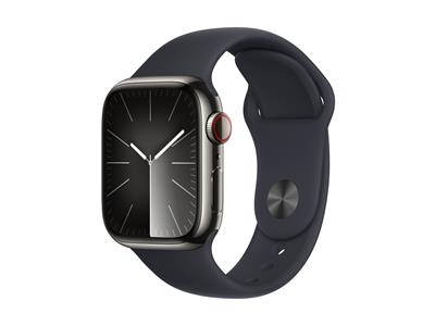 Apple Watch Series 9 GPS + Cellular 41mm Graphite Stainless Steel Case with Midnight Sport Band M/L