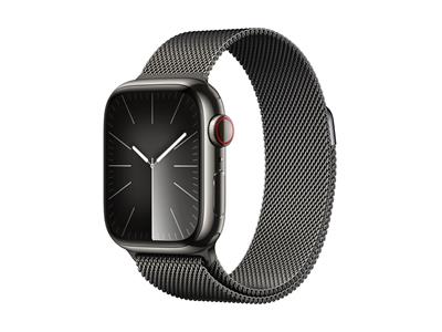 Apple Watch Series 9 GPS + Cellular 41mm Graphite Stainless Steel Case with Graphite Milanese Loop