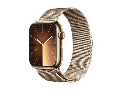 Apple Watch Series 9 GPS + Cellular 45mm Gold Stainless Steel Case with Gold Milanese Loop