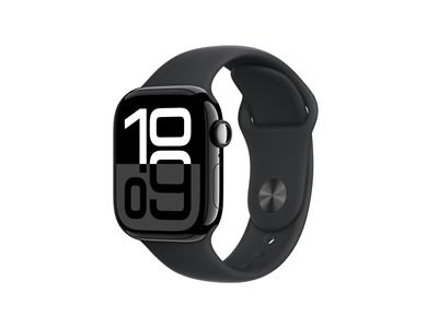 Apple Watch Series 10 GPS 42mm Jet Black Aluminium Case with Black Sport Band - M/L
