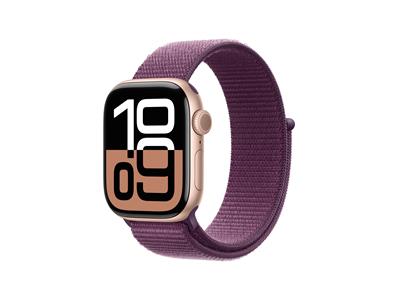 Apple Watch Series 10 GPS 42mm Rose Gold Aluminium Case with Plum Sport Loop