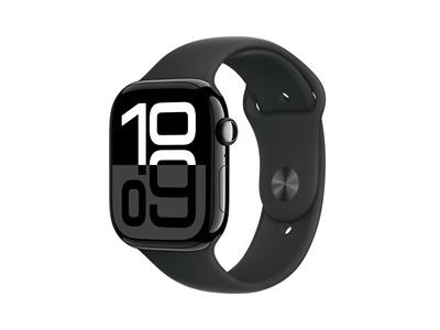 Apple Watch Series 10 GPS 46mm Jet Black Aluminium Case with Black Sport Band - M/L