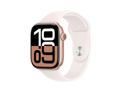 Apple Watch Series 10 GPS 46mm Rose Gold Aluminium Case with Light Blush Sport Band - S/M