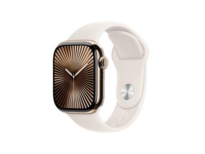 Apple Watch Series 10 GPS + Cellular 42mm Gold Titanium Case with Starlight Sport Band - M/L