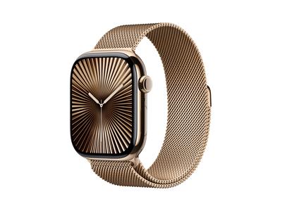 Apple Watch Series 10 GPS + Cellular 46mm Gold Titanium Case with Gold Milanese Loop - M/L