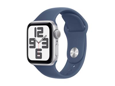Apple Watch SE GPS 40mm Silver Aluminium Case with Denim Sport Band - S/M
