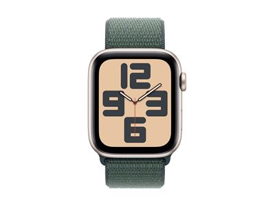 Apple Watch SE GPS + Cellular 44mm Starlight Aluminium Case with Lake Green Sport Loop