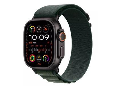 Apple Grade A Watch Ultra 2 Black Titanium with Alpine Loop - Dark Green Small Band