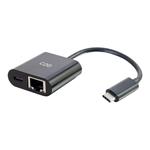 C2G USB-C Ethernet Adapter with Power - Black
