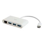 C2G USB-C Ethernet and 3-Port USB Hub - White