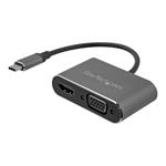 StarTech.com USB C to VGA and HDMI Adapter - Aluminum - USB-C Multiport Adapter - 6" Built-In Cable