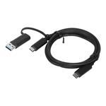 Lenovo Hybrid USB-C to USB-C Cable with USB-A Adaptor 1m