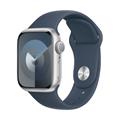 Apple Watch Series 9 GPS 41mm Silver Aluminium Case with Storm Blue Sport Band - S/M