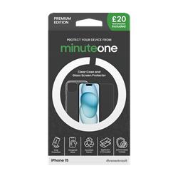 Minute One Premium Clear Case and Screen Protector for iPhone 15