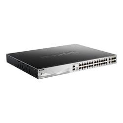 D-Link 24 x 10/100/1000BASE-T PoE ports (370W budget) Layer 3 Stack
