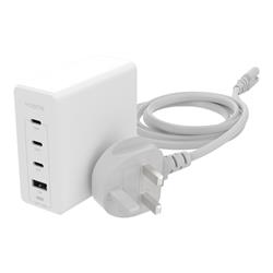 Zagg Wall Adapter USB-C/USB-A 120W 4-port GaN White UK